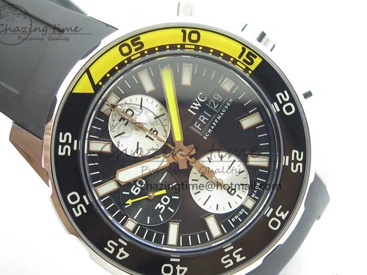 MIROTIME 0216 Aquatimer Chrono IW376702 SS BLS 1:1 Best Edition Black Dial on Black Rubber Strap A WellDesigned 7105